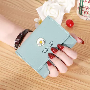 2022 Yeni Moda Bayan Çanta Papatya Baskı küçük cüzdan Küçük Üç Kat El Yapımı Cüzdan Çoklu kart kart çantası bozuk para çantaları