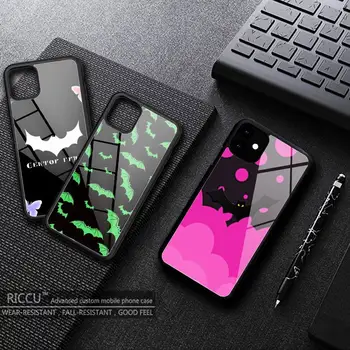 Siyah Yarasalar Desen Mor telefon Kılıfı Kauçuk iPhone 13 12 11 Pro Max mini XS 6s 8 7 Artı X XR iphone 13 telefon Kapakları
