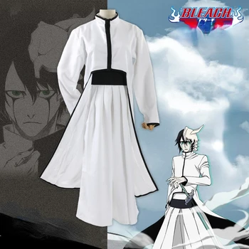 Anime Bleach Ulquiorra Cifer Cosplay Giyim Beyaz Pelerin Üst Pantolon Kemer Japon Kimono Seti Cadılar Bayramı