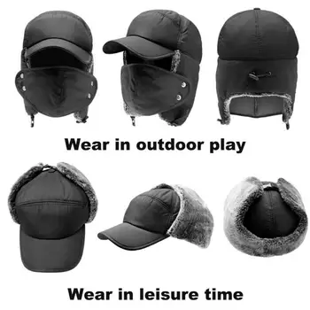 Erkekler Kış Sıcak Kalınlaşmak Pamuk Termal Bombacı Şapkalar Moda kulak koruyucu Yüz kayak şapkası Hood Rüzgar Geçirmez Su Geçirmez Açık X3R6