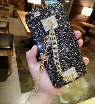 Moda Glitter Altın Bileklik Sequins telefon kılıfı İçin Huawei y9 2019 y6p nova 3i Kılıfları onur 9x 8x 7x P20 P30 Lite P40 PRO