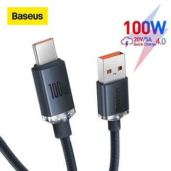 Baseus 100W USB C Tipi Kablo Samsung Xiaomi için Süper Şarj 5A 100W Hızlı Şarj USB-C şarj aleti kablosu Telefon Kablosu için