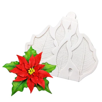 Atatürk çiçeği Noel Çiçek Silikon Kek Kalıbı Sugarcraft Kek Pişirme Kalıp Fondan Dekorasyon Araçları