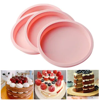 4-inç Katmanlı Bakeware Kalıpları Silikon Kek Pan Kek Kalıp Yuvarlak Kalp Tatlı Kesme-ücretsiz Kek Kalıp Muffin Pişirme Araçları