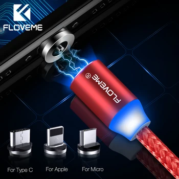 FLOVEME Manyetik şarj aleti kablosu mikro usb C Tipi Aydınlatma Kablosu 2A Hızlı Şarj Şarj USBC/Tip-C Tel iPhone Samsung Kablosu