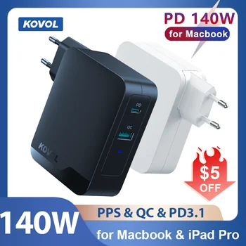 KOVOL 140W GaN3 Hızlı Şarj 120W Tip C 100W PPS USB PD 3.1 Şarj Cihazı Hızlı Şarj Şarj için MacBook Pro iPhone 13 Samsung