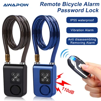Awapow Bisiklet Alarm Kodu Kilidi Kablosuz Uzaktan Kumanda Anti-Hırsızlık Bisiklet Alarmı 110dB Hırsız Titreşim Bisiklet Alarmı şifreli kilit