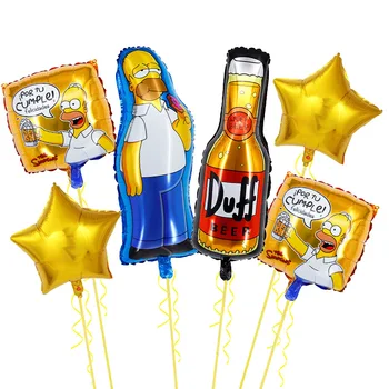 Simpsons Folyo Balon Şarap Doğum Günü Partisi Dekorasyon Parti Malzemeleri Çar Dekor Komik Hediye Bebek Duş Balon Çocuk Ev Bahçe