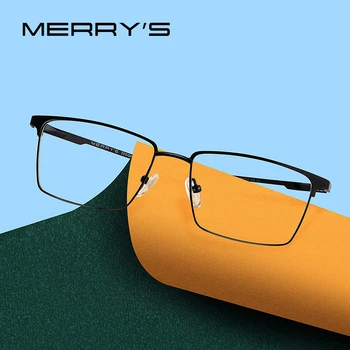 MERRYS tasarım Erkekler Titanyum Alaşım Gözlük Çerçeve Ultralight Göz Miyopi Reçete Gözlük Erkek Optik Çerçeve S2045