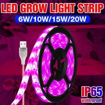 Tam spektrumlu LED lamba bitki şerit ışık büyümek ışık USB büyüme LED Phyto lamba su geçirmez çiçek fide büyüyen ışıklı bant DC5V