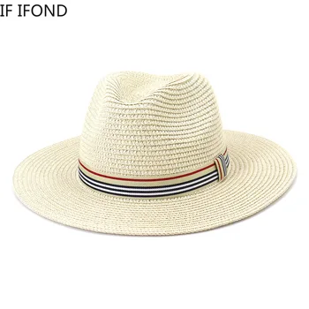 Kadınlar Geniş Ağızlı güneş şapkaları 2021 İlkbahar Yaz Moda Panama UV Güneş Koruma Plaj hasır şapka Erkekler Açık Rahat Caz Kap