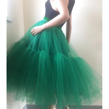 Yeşil Kabarık Tutu Etekler Nedime Parti Güzel Ruffles Mix Buzağı Tül Etek Kadın Elastik 2020 Jupe Femme Saias