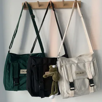 Genç Kadın Büyük Kapasiteli basit omuz çantası Paketi Su Geçirmez Saf Renk askılı çanta Eğimli Öğrenciler Paketi