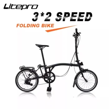 Liteproelite 16 İnç 6 Hız Katlanır Bisiklet İç Üç Dış 2 Hız Düz M Gidon Çelik Çerçeve BMX Bisiklet