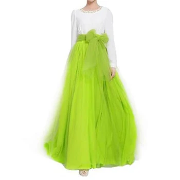 Kadın Etekler Maxi Uzun Etek Sonbahar Bayan Tül Etekler Düğün Nedime Tutu Etek Balo Yeşil Etekler