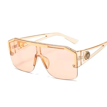 Moda Büyük Boy Çerçeve Güneş Gözlüğü Adam Marka Tasarımcısı Klasik Kadın Shades güneş gözlüğü Yarı çerçevesiz Kare Oculos De Sol