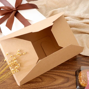 10 Adet Kare Kraft kağit kutu Karton Ambalaj sevgililer Günü Düğün Paskalya Parti Hediye kurdelalı kutu Şeker Depolama