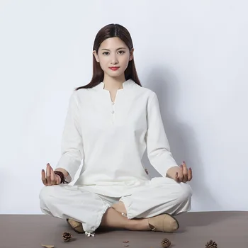 Kadın Yoga Giyim Setleri Pamuk Meditasyon Giyim Gömlek ve Pantolon 2 adet / takım