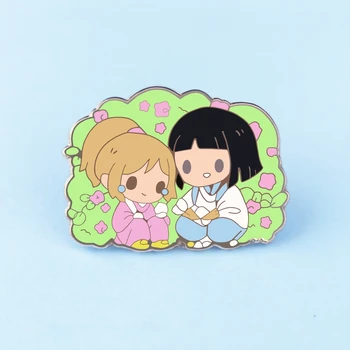 Sevimli Ruhların Kaçışı Chihiro Ogino ve Haku Sert Emaye Pin Karikatür Nigihayami Kohakunushi Sen Rozeti Broş Ghibli Anime Hayranları Hediye