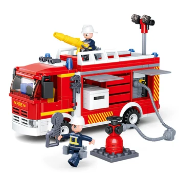 SLUBAN 2021 Şehir Yangın Söndürme Kamyonu otomobil araç Polis İtfaiyeciler Rakamlar Kahraman Yapı Taşları Tuğla Monte çocuk oyuncakları Hediye