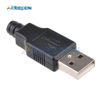 Yeni 10 adet Tip A Erkek USB 4 Pin Fiş soketli konnektör Siyah Plastik Kapaklı