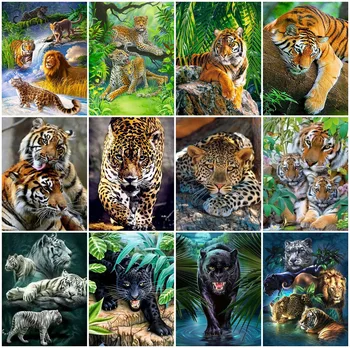 EverShine DİY Elmas Boyama Leopar mozaik İğne Elmas Nakış Hayvanlar Taklidi Resimleri Kaplan Dekor Ev İçin