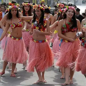 Plastik Elyaf Kadın Çim Etekler Hula Etek Hawaii kostümleri 60CM Bayanlar Elbise 6 adet / takım