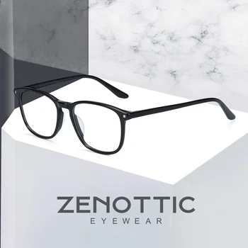 ZENOTTIC Asetat Kare Gözlük Çerçeve Erkekler için Retro Miyopi Bilgisayar Gözlük Çerçeveleri Kadınlar Ultra Hafif Reçete Gözlük