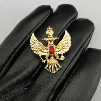 Klasik Altın Kaplama Çift Başlı Kartal Broş Pins Rusya Rozeti Erkekler Kadınlar için Masonik Broş Masonluk Takı Parti Hediyeler