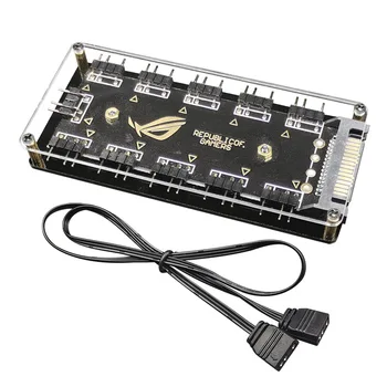 5V ARGB Splitter Hub ile Kılıf ve ASUS / MSI 5V 3Pin LED Denetleyici 10-Port Hub 50CM 3pin Uzatma Kablosu kablosu