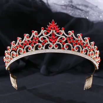 Barok Lüks Gümüş Renk Kristal Yaprak Gelin Tiaras yapay elmas taç Pageant Diadem Taçlar Tarak Düğün saç aksesuarları