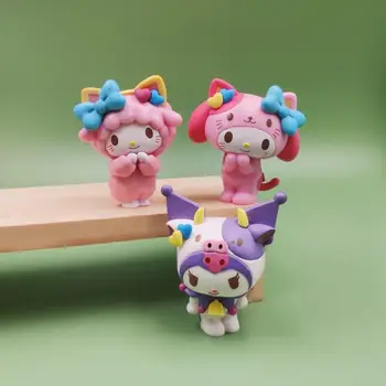 Yeni Anime Figürü Benim Melody Kuromi Kt Kedi Koleksiyonu Japon Pembe Yaylar PVC Malzemeleri Dıy Aksesuarları Sanrio Sevimli bebek hediyeleri Oyuncaklar