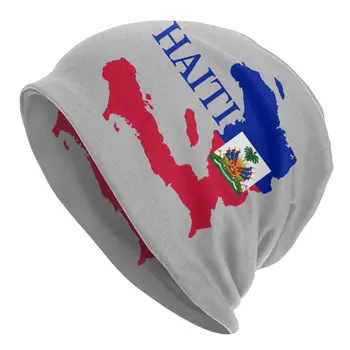 Haiti Haritası Bayrağı Kaput Femme Hip Hop Örme Şapka Erkekler Kadınlar İçin Sıcak Kış Kasketleri Kapaklar