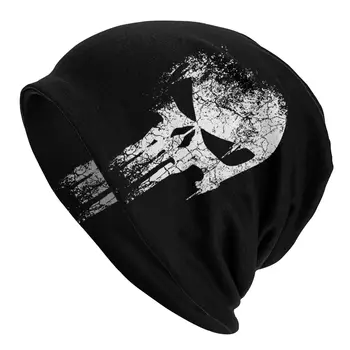 Punisher İskelet Kafatası Kaput Şapka Şapka Gotik Kayak Skullies Örgü Şapka Unisex Bahar Sıcak Baş Şal Caps Beanies 