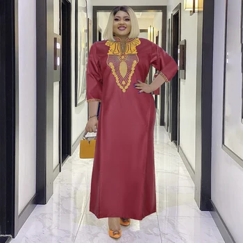 H & D Afrika Kadın Elbise Altın Nakış Maxi Elbise Güney Afrika Geleneksel Dashiki Elbise Bayanlar Ankara Elbiseler Düğün