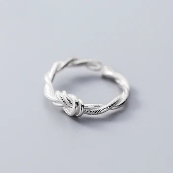MloveAcc 100 %925 Katı Gerçek Gümüş Düğüm Büküm Açılış Yüzük Büyükçe Kadınlar için Genç Kız Çocuk Noel Hediyesi