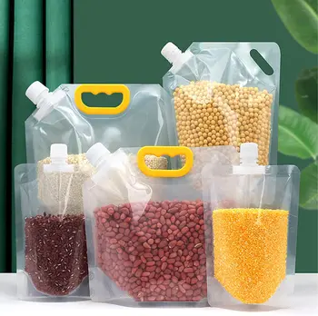 10 adet Mutfak saklama çantası Tahıl Nem Geçirmez Mühürlü Çanta Böcek Geçirmez Şeffaf Taşınabilir Gıda Sınıfı saklama çantası