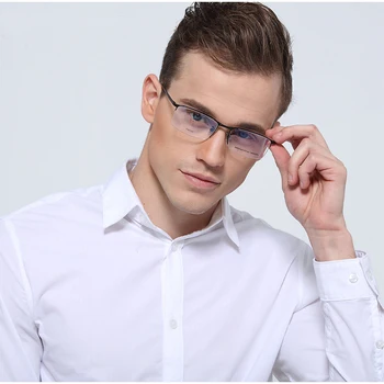 Titanyum Gözlük Çerçeve Erkekler Ultralight Kare Miyopi Reçete Gözlük Erkek Metal Tam Optik Çerçeve Gözlük S8803