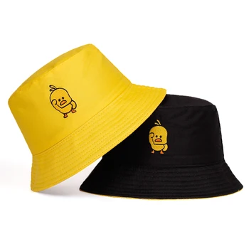 Yeni küçük tavuk baskılı balıkçı şapka moda açık vahşi kova şapka yaz güneş koruyucu sevimli şapka unisex pamuk hip hop şapka