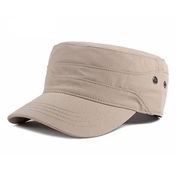 YENİ Rahat Askeri Şapka Erkekler Kadınlar İçin Düz Üst Askeri Kap Bahar Yaz asker şapkası Katı güneş şapkası Ayarlanabilir Kapelusz