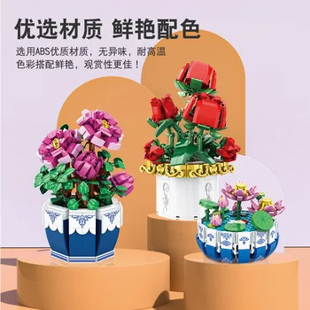 Şehir Yaratıcılık Kiraz Çiçeği Lotus Erik Şeftali Saksı Bitkileri Ev Ofis Süs Yapı Taşları Tuğla Oyuncaklar Kız Hediyeler