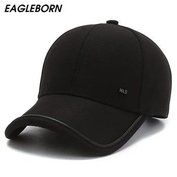 Yeni Erkek Şapka Kış Sıcak Beyzbol Kapaklar Açık Katı Siyah Renk Harfler Kalınlaşmak Şapka Kış Erkek Şapka Minimalist Tasarım Kapaklar Erkekler