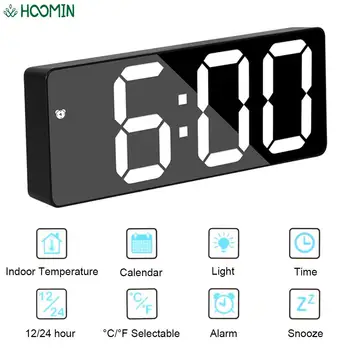 LED Dijital Elektronik Masaüstü Saat Erteleme Akrilik / Ayna çalar saat Ses Kontrolü Zaman Sıcaklık Göstergesi Ev Dekorasyonu