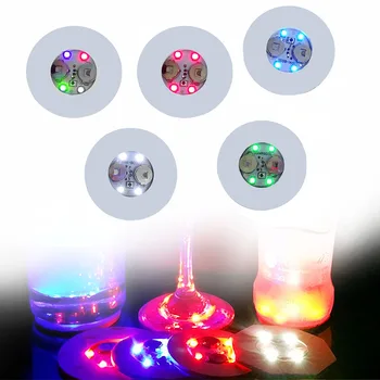 1 adet 10 adet LED Bardak Düz 3 Modları şişe çıkartmaları Akülü Köpük Çekirdek Kurulu Renk Değiştiren Parti