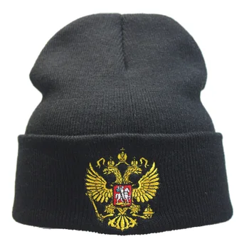 Patriot Rus Amblemi Kartal İşlemeli Şapkalar Kış Örgü Kasketleri Erkekler Kadınlar için Siyah Koyu Kırmızı Lacivert