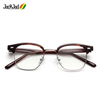 JackJad 2021 Moda TR90 Yarım Çerçeve Tarzı Zarif Perçinler Düz Gözlük Erkekler Kadınlar Anti Mavi Işın gözlük çerçevesi Gözlük A2114