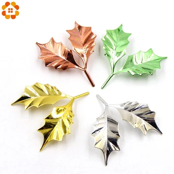 12 ADET Altın Gümüş Yaprak Bıçakları Simülasyon Plastik Kaplama Yaprakları yapay çiçek Aksesuarları Noel İçin DIY Zanaat Dekorasyon