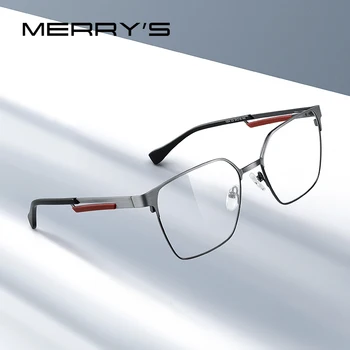MERRYS tasarım Lüks Gözlük Çerçeve Erkekler Kadınlar Için Moda Titanyum Alaşımlı Kare Çerçeveleri Miyopi Reçete Gözlük S2154