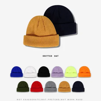 HUISHI Örme bere şapkalar Düz Renk Kaput Bere Kadın Erkek Moda Rahat Şapka Kapaklar 2021 Kış Sonbahar Sıcak Hip Hop Kapaklar