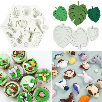 Fondan Hayvan Bisküvi Kalıp Orman Orman Yeşil Kaplumbağa Yaprak kurabiye damgası Çocuklar İçin Vahşi Bir Doğum Günü Partisi DIY Pişirme Kek Dekor